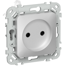 FLITE Розетка без заземления без защитных шторок безвинтовое крепление 10А РС01-1-ФлА алюминий IEK