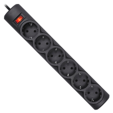 Сетевой фильтр Defender DFS 151 1,8 м, черный, 6 розеток/ Surge Protector Defender DFS 151 1,8m, black, 6 outlets