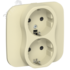 FLITE Розетка 2-местная с заземлением с защитными шторками безвинтовое крепление 16А в сборе РСш12-1-А-ФлН навахо IEK