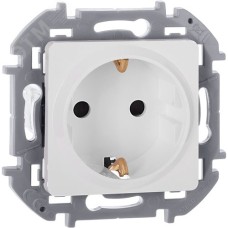 Розетка 1-местная с заземлением с защитными шторками 16А белый INSPIRIA