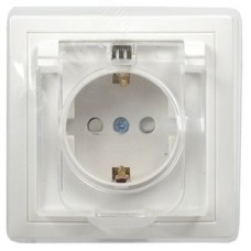 KVARTA Розетка с заземлением с защитными шторками с крышкой IP44 16А кер РСбш10-3-ККБ-44 белый GENERICA