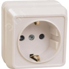 OKTAVA Розетка 1-местная с заземлением для открытой установки 16А РС20-3-ОКм кремовый GENERICA
