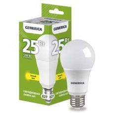 Лампа светодиодная A65 груша 25Вт 230В 3000К E27 GENERICA