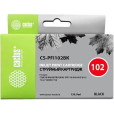-/ Картридж струйный Cactus CS-PFI102BK черный (130мл) для Canon iPF500/iPF600/iPF700/ MFP M40/iPF765/L