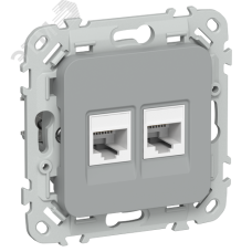 FLITE Розетка 2-местная RJ45/RJ11 категория 6/3 UTP РКТ6/3-2-0-ФлС серый IEK