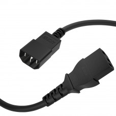 GCR PRO Кабель питания PROF удлинитель черный, 2.0m, С13 - С14, 3*1,0mm, медь