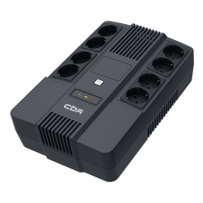 Линейно-интерактивный ИБП в плоском корпусе "Brick"/ ИБП CBR [UPS-OFK-101E-600] 600VA/360W,  Schuko CEE 7 Outlets: (x4 Battery & Surge Protected; x4 Surge Protected), LED, AVR, 12V/7Ah