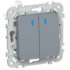 FLITE Выключатель 2-клавишный проходной с индикацией 10А ВС62-1-1-ФлМ маренго IEK