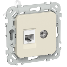 FLITE Розетка 2-местная RJ45/TV категория 5Е UTP РКТВ5е-2-0-ФлСл сливочный IEK