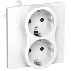 FLITE Розетка 2-местная с заземлением с защитными шторками безвинтовое крепление 16А в сборе РСш12-1-К-ФлБ белый IEK