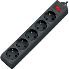 Сетевой фильтр Defender ES 3 3 м, черный, 5 розеток/ Surge Protector Defender ES 3 3m, black, 5 outlets