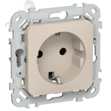 FLITE Розетка с заземлением без защитных шторок безвинтовое крепление 16А РС11-1-ФлЛ льняной IEK