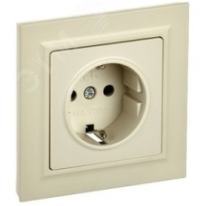 BRITE Розетка 1 пост с заземлением с защитными шторками 16А в сборе РСР14-1-0-БрКр бежевый IEK