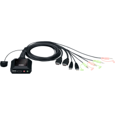 KVM-переключатель ATEN CS22H [CS22H-AT] кабельный, 2 порта, USB, 4K HDMI, пульт удаленного переключения порта/ 2 PORT USB HDMI  KVM SWITCH
