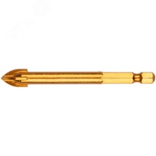 Сверло по кафелю, 4 режущие кромки, титановое покрытие, U-хвостовик под биту 10х84 мм