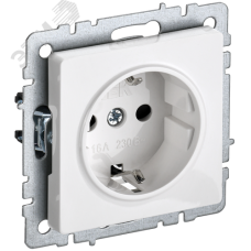 BRITE Розетка 1-местная с заземлением без защитных шторок 16А безвинтовое крепление РС21-1-0-БрБ белый IEK