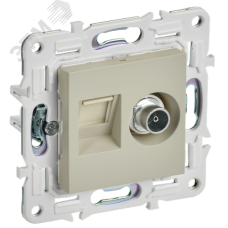 SKANDY Розетка двойная TV+RJ45 кат.6E SK-A15B бежевый IEK