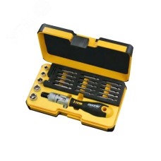Набор бит SL/PH/PZ/Tx/HEX и головок с поворотной трещоткой Ergonic K в кейсе, 22 шт