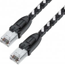 GCR PRO Патч-корд PROF прямой 3.0m, UTP медь кат.6А, STRONG черно-белый в оплетке текстиль, ethernet high speed 10 Гбит/с, T568B