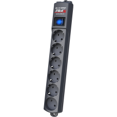 Сетевой фильтр Pilot S 6 розеток (5 евро + 1 без заземления) 7 м, графит/ Pilot S surge protector 6 outlets (EUR 5 + 1 without grounding) 7 m, graphite
