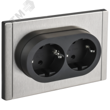 FORTE&PIANO Розетка 2-местная с заземлением с защитными шторками безвинтовое крепление 16А FP723M металл никель IEK