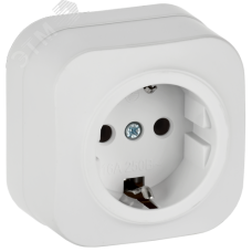 GLORY Розетка 1-местная для открытой установки с заземлением без защитных шторок 16А РС20-3-ХБм белый матовый IEK
