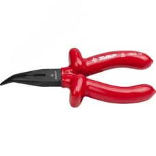 Тонкогубцы ''ЭЛЕКТРИК'' изогнутые диэлектрические, высоковольтные до ~1000В, маслобензостойкая рукоятка, 160мм, Мастер 2214-4-16