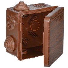 Коробка распределительная КМ 80х80х50мм для наружного монтажа с откидной крышкой  IP54 7 вв. дуб