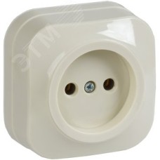 GLORY Розетка одноместная наружная без заземления кремовая