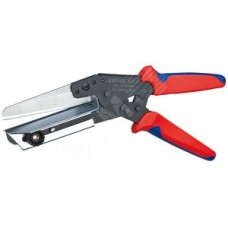 Ножницы для реза пластмассы и кабель-каналов толщиной профиля до 4 мм нож сменный 110 мм L-275 мм легкий рез за счёт специального коленчатого рычага чёрные 2-компонентные рукоятки