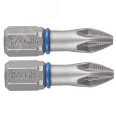 Биты ''ЭКСПЕРТ'' торсионные кованые, обточенные, хромомолибденовая сталь, тип хвостовика C 1/4'', PZ2, 25мм, 2шт