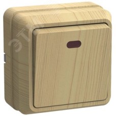 OKTAVA Выключатель 1-клавишный с индикацией для открытой установки 10А ВС20-1-1-ОС сосна GENERICA