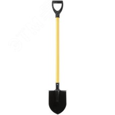 Лопата штыковая ЛКМ, с желтым металлизированным черенком и V-ручкой 185х235х1060 мм