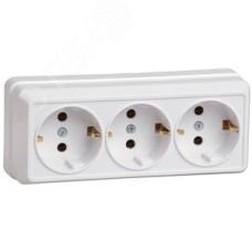 OKTAVA Розетка 3-местная с заземлением для открытой установки 16А РС23-3-ОБ белый GENERICA