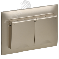 SKANDY Розетка 2-местная и крышкой 16А в сборе IP44 SK-R12Sh шампань IEK