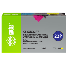 -/ Картридж струйный Cactus CS-SJIC22PY C33S020604 желтый (34мл) для Epson ColorWorks C3500