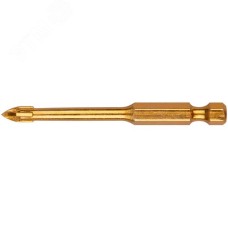 Сверло по кафелю, 4 режущие кромки, титановое покрытие, U-хвостовик под биту 5х71 мм