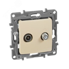 Розетка двойная TV+SAT тип звезда слоновая кость ETIKA