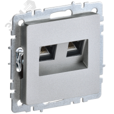 BRITE Розетка компьютерная двойная RJ45 кат.6 РК11-2-БрА алюминий IEK