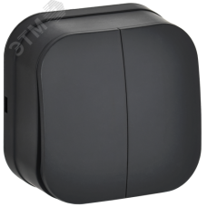 GLORY Выключатель 2-клавишный для открытой установки 10А ВС20-2-0-ХЧм черный матовый IEK