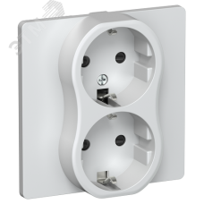 FLITE Розетка 2-местная с заземлением с защитными шторками безвинтовое крепление 16А в сборе РСш12-1-К-ФлЖ жемчуг IEK