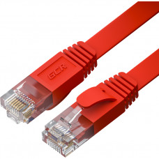 GCR Патч-корд LSZH PROF плоский прямой 2.0m, UTP медь кат.6, красный, 30 AWG, ethernet high speed 10 Гбит/с, RJ45, T568B