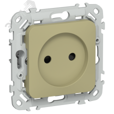 FLITE Розетка без заземления с защитными шторками безвинтовое крепление 10А РСш01-1-ФлО оливковый IEK