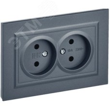 BRITE Розетка 2-местная без заземления без защитных шторок 10А в сборе РС12-2-БрМ маренго IEK