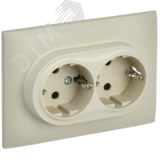 SKANDY Розетка 2-местная с заземлением с защитными шторками 16А в сборе SK-R07B бежевый IEK
