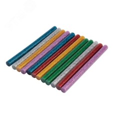 Стержни клеевые диаметр 7 мм, 100 мм, цветные с блестками (упак - 12 шт.)