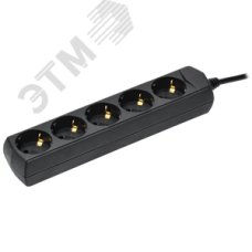 Удлинитель У05 5 мест с заземлением 3м 3х1мм2 10А 250В черный GENERICA