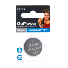 Батарейка CR2450/ Батарейка GoPower CR2450 BL1 Lithium 3V (1/40/2000) (1 шт.)