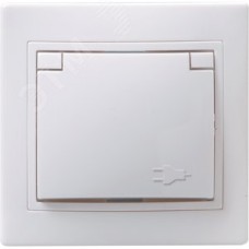 KVARTA Розетка 1-местная с заземлением с защитными шторками с крышкой 16А РСбш10-3-КБ белый GENERICA