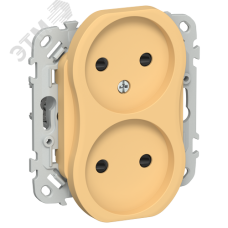 FLITE Розетка 2-местная без заземления с защитными шторками 10А РСш02-0-ФлЗ золотарник IEK